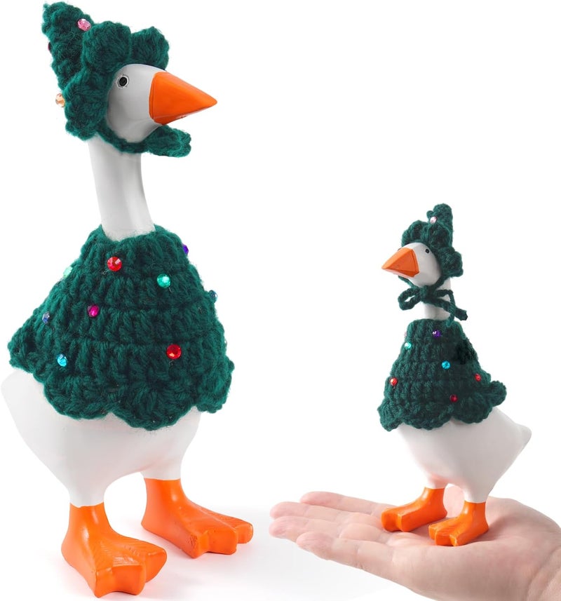 linastu 7inch Christmas Trees Desk Goose Outfits, Mini Desktop Goose Clothes Desk Goose Accessories Set for Magnetic Goose Statue (Christmas Trees) - Image 1